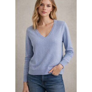 Lord & Taylor 100% Cashmere Blue V-Neck Sweater Women’s Size M Soft Lightweight